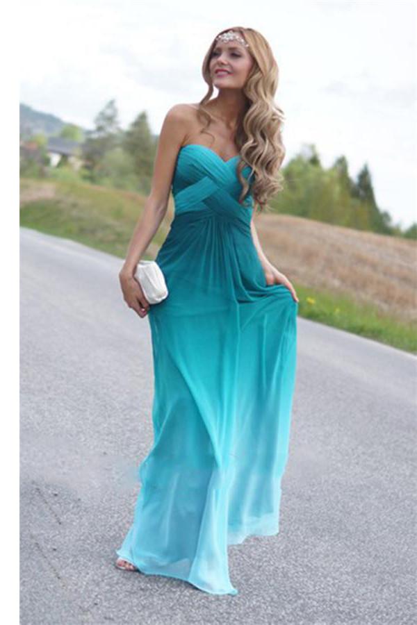 Ombre chiffon prom dress hotsell