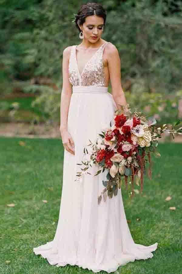 Sequin Top Wedding Dresses