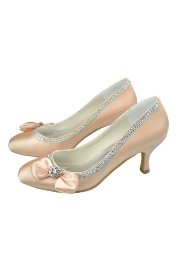 Carley Rose Gold High Heel Bow Prom Evening Shoes