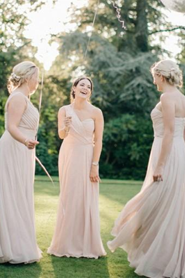short champagne chiffon bridesmaid dresses