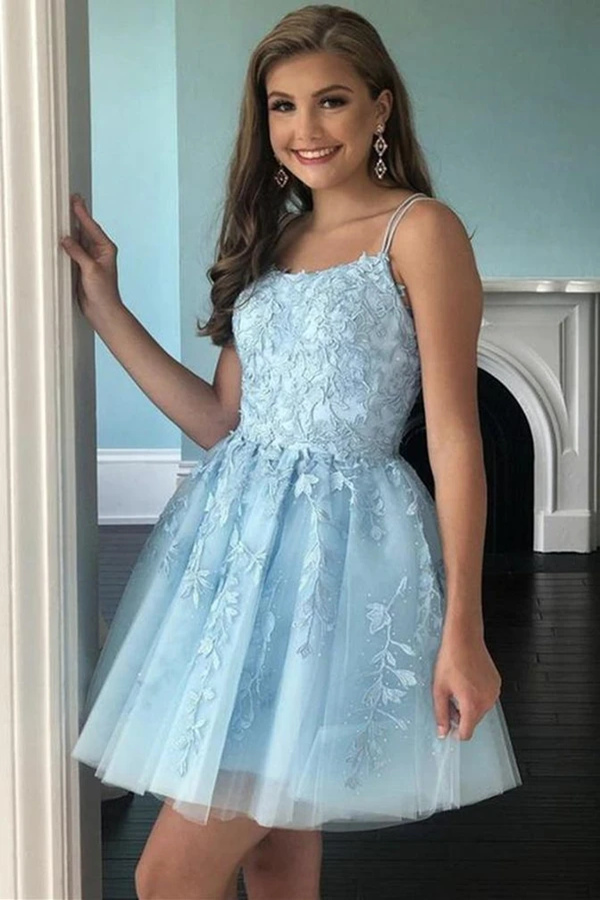 Buy A Line Half Sleeves Tulle Long Ombre Prom Dress with Appliques Blue  Evening Dresses STI15001 Online – Cheappromproms