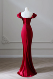 Mermaid Satin Burgundy Long Prom Dress, Mermaid Burgundy Long Formal Dress PFP2704