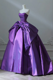 A Line Sweetheart Neck Satin Purple Long Prom Dress, Purple Long Evening Gown PFP2708