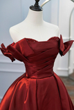 Burgundy Satin Long Prom Dress, Elegant A Line Evening Formal Dress PFP2724