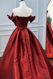 Burgundy Satin Long Prom Dress, Elegant A Line Evening Formal Dress PFP2724