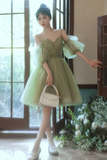 Green Tulle Short Prom Dress, Green Mini Party Dress PFH0525