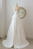 A Line White Organza Long Prom Dress, White Long Formal Dress PFP2742