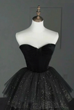 Black Sweetheart Tulle and Velvet Layers Prom Dress, Floor Length Party Dress PFP2754