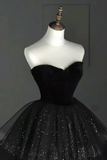 Black Sweetheart Tulle and Velvet Layers Prom Dress, Floor Length Party Dress PFP2754