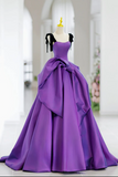 A Line Satin Purple Long Prom Dress, Purple Long Formal Dress PFP2764