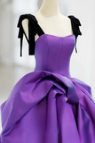 A Line Satin Purple Long Prom Dress, Purple Long Formal Dress PFP2764