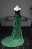 Mermaid Tulle Velvet Green Long Prom Dress, Green Long Formal Dress PFP2618