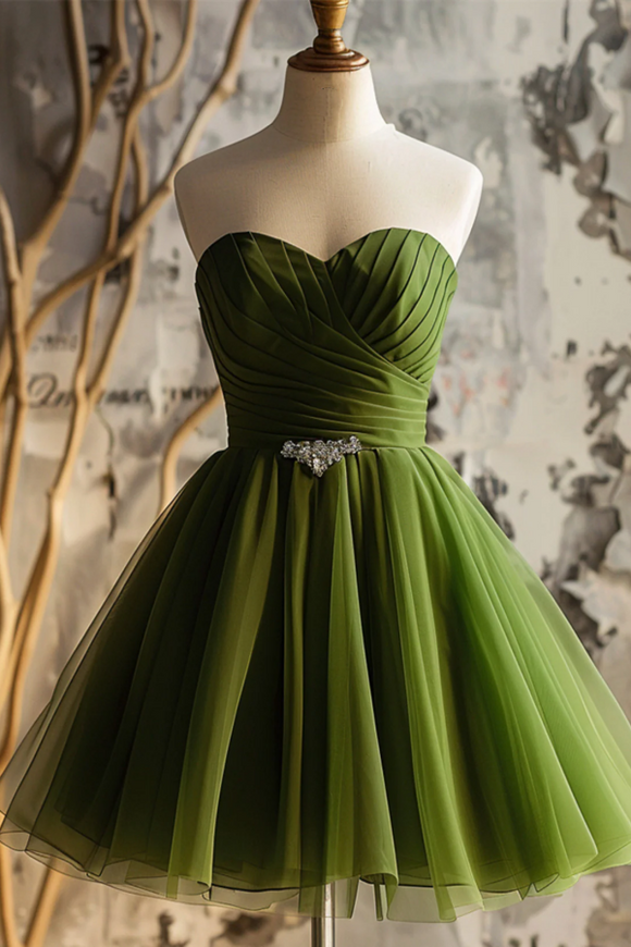 Cute Light Green Tulle Sweetheart Homecoming Dress, Green Tulle Party Dress PFP2630