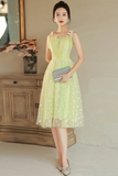 Light Green Tulle Beaded Short Evening Dress, Green Tulle Prom Dress PFH0456