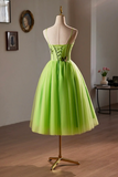 Beautiful Green Lace Flower Short Party Dress, Lovely Spaghetti Straps Sleeveless Backless Evening Dress PFH0470