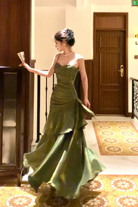 Green Straps Sweetheart Long Formal Dress, Green Prom Dress PFP2644