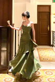 Green Straps Sweetheart Long Formal Dress, Green Prom Dress PFP2644