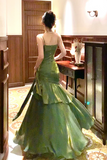 Green Straps Sweetheart Long Formal Dress, Green Prom Dress PFP2644