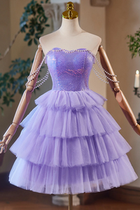 Lavender Cute Sweetheart Homecoming Dress, Lavender Short Prom Dress PFH0508