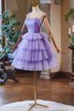 Lavender Cute Sweetheart Homecoming Dress, Lavender Short Prom Dress PFH0508