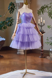 Lavender Cute Sweetheart Homecoming Dress, Lavender Short Prom Dress PFH0508