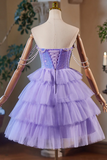 Lavender Cute Sweetheart Homecoming Dress, Lavender Short Prom Dress PFH0508