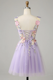 Cute A Line Lavender Short Homecoming Dress With 3D Floral PFH0509