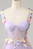 Cute A Line Lavender Short Homecoming Dress With 3D Floral PFH0509