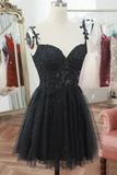 Straps Sweetheart Lace Cute Black Homecoming Dress Cocktail Dress PFH0517