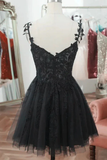 Straps Sweetheart Lace Cute Black Homecoming Dress Cocktail Dress PFH0517