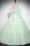 Green Tulle Floor Length Formal Dress, Beautiful A Line Off the Shoulder Evening Dress PFP2666