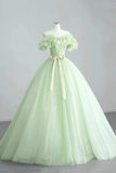 Elegant Sage Green Long Formal Dress, A Line Off the Shoulder Evening Party Dress PFP2669