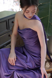 Purple Satin Long Evening Dress Prom Dress, Purple Formal Dress PFP2686