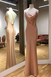 Chic Sheath Champagne Long Formal Dress, Champagne Long Party Dress PFP2693