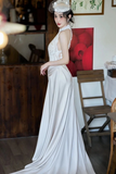 Elegant Lace and Satin Halter Long Wedding Party Dress, Long Formal Gowns PFP2699