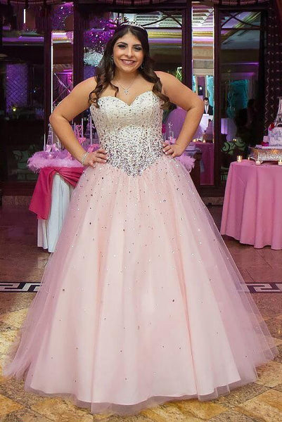KissProm Reyna |Ball Gown Sweetheart Pink Tiered Printed Tulle Prom Dress, Pink / Custom Size