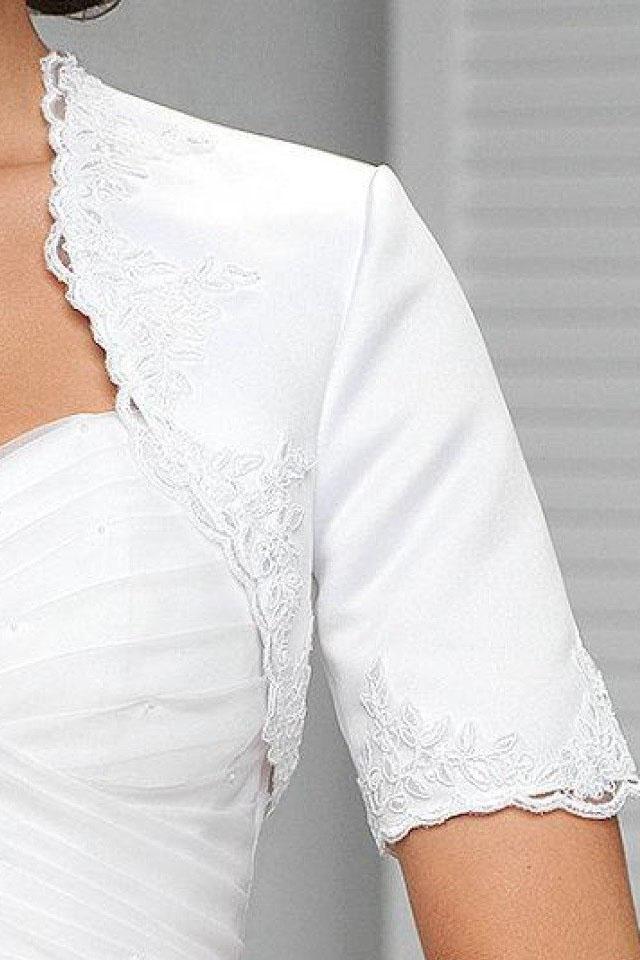 White Bridal Bolero,Satin Wedding Jacket,Satin Bridal Shrug Short store Sleeves