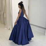 Sexy Deep V-neck Long A Line Prom Dresses Graduation Party Dresses For Teens PFP1249