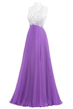 Purple One Shoulder Beaded Long Prom Dresses PFP1282