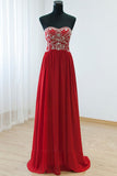 Empire Waist Red Backless Sexy Long Prom Evening Dress PFP1318