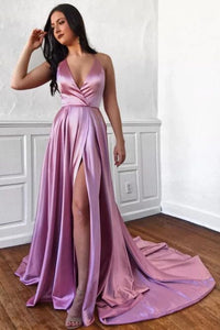 A-Line Spaghetti Straps Sweep Train Prom Dress with Split PFP1499