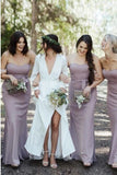 Mermaid Sweetheart Floor-Length Lilac Chiffon Bridesmaid Dress with Belt PFB0139