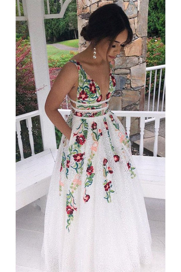 Beautiful Sky Blue Satin Sweetheart 3D Floral Long Prom Dresses with A –  Simidress