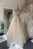 Promfast Chic A line Spaghetti Straps Floor length Long Prom Dresses Tulle Applique Evening Dress PFP2189